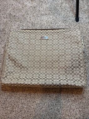 Coach Beige Signature Canvas Laptop Tote